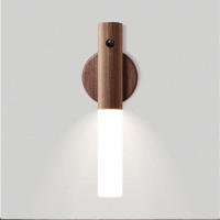 Lámpara De Pared De Madera Con Sensor De Movimiento PIR Y Luz Nocturna LED Recargable Para Armario De Cocina Y Libros Fuente De Alimentación AC - details 5