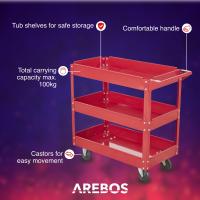 AREBOS Carro de taller Carro de montaje Carro multifuncional con 3 estantes - details 7