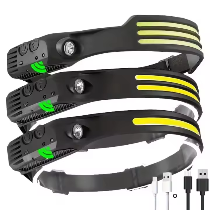 Linterna Frontal LED Potente Recargable USB Con Sensor Para Camping Pesca Y Correr 5 Modos Luz COB Ángulo De Haz 60° Impermeable - 1