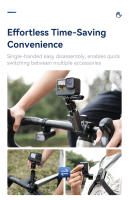 TELESIN Clip De Ciclismo Para Motocicleta Con Liberación Rápida Magia Del Brazo 360° Aluminio Super Abrazadera Para Cámara GoPro Acción De Cámara De Acción - details 1