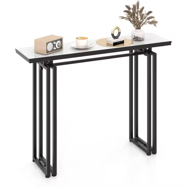 COSTWAY Mesa Consola Moderna con Tablero de Falsa Mármol - 1