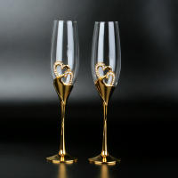 Vajilla De Vino Tinto Y Champán De Cristal Dorado Para Bodas Y Ocasiones Especiales Vidrio Europeo Para Vino Espumoso Dulce Uso Doméstico - details 0