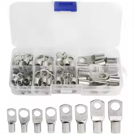 60 piezas de terminales eléctricas de cobre estañado con orificio para perno, conectores SC para crimpado/soldadura para cables de 6 m㎡, 8 m㎡, 10 m㎡, 16 m㎡ y 25 m㎡ - 1