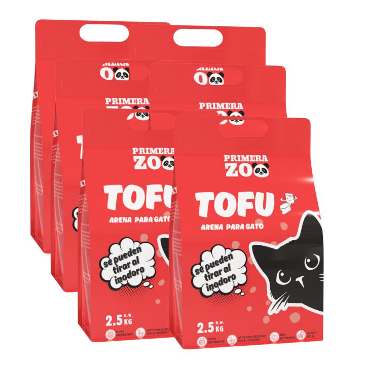 Primerazoo arena de tofu para gatos 36 L — 6 bolsas de 6 L · 36 L / 15 kg