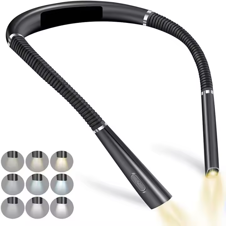 Luz de Lectura de Cuello Flexible, lámpara de Lectura de Manos libre, portátil, recargable por USB, iluminación de libros, novedad - 1