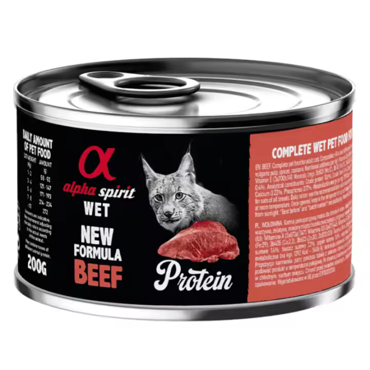 Alpha Spirit Comida Húmeda para Gato en Lata Sabor Ternera – Alimento Completo Natural y Sin Cereales - 1