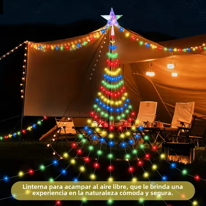 Cadenas De Luces Solar Impermeable De 9.8Ft Con 280 LED Y 8 Modos Para Jardín Camping Decoraciones Navideñas Al Aire Libre Pentagram - 1