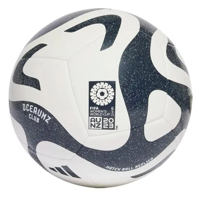 Balón de fútbol réplica Adidas Oceanz Club, blanco y carbón, talla 5, balón mundialista inspirado en los paisajes oceánicos y con fines solidarios. - 1
