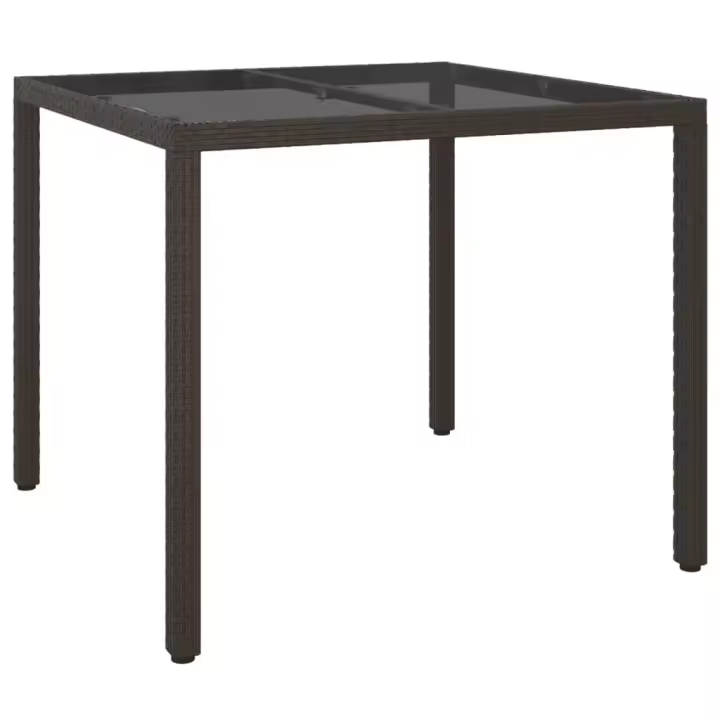 Mesa Jardín Vidrio Plantillas sintético 90x90x75 cm marron - 1
