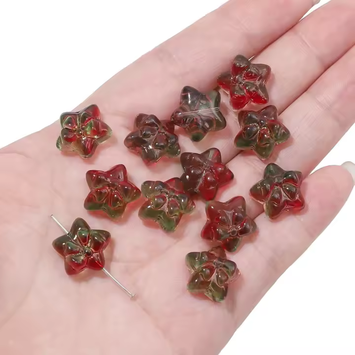 30pcs Cuentas De Vidrio Colores En Forma De Estrella Pentagonal Para Manualidades DIY Accesorios Para Pulseras De Cuentas 3D - 1