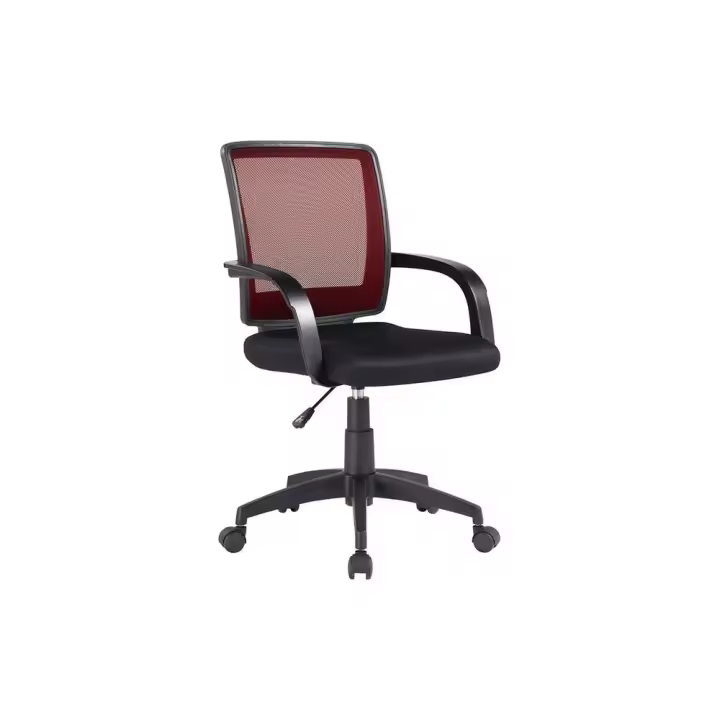 SILLA GIRATORIA RESPALDO MEDIO REGULABLE EN ALTURA 90+10x56x57 CM COLOR ROJA - 1