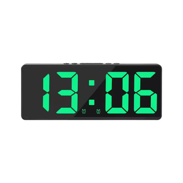 Reloj De Alarma Digital LED Con Control De Voz Pantalla De Temperatura Y Fecha Modo No Disturbio 12/24H Reloj De Mesa Moderno - 1