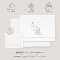 Interbaby Juego de Sábanas Franela 3 Pcs Cuna 60x120 Blanco/Azul - details 6