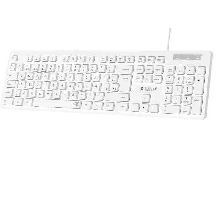 Subblim Business Slim Silencioso, Distribución de Teclado Español (QWERTY), Plug & Play a través de USB, Diseño Plano, Tecleo Silencioso, Blanco - 1