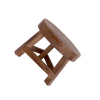 Banco Bajo De Madera Redondo Pequeño Soporte De Flor Taburete De Té Para Jardín Adorno De Piso Estilo Paisajista Sólido Sin Plegar - details 8