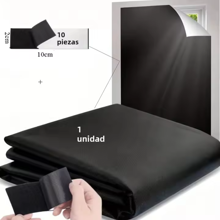 Cortina Portátil Para Viaje DIY Negro Con Bloqueo De Luz Temporal Para Sala De Estar Ventana De Casa No Perforada Teléfono Negro - 1