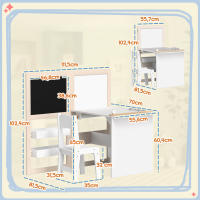 AIYAPLAY Mesa y Silla Infantil de 2 Piezas Mesa Infantil con Silla y Caballete Plegable para Niños de +3 Años con Estantes y Rollo de Papel para Dormitorio Sala de Juegos Blanco - details 2