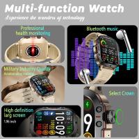 Reloj inteligente Frecuencia cardíaca y presión arterial Rastreador de actividad del sueño Reloj inteligente resistente al agua para exteriores de 1,96 pulgadas Más de 100 modos deportivos Llamadas Bluetooth (para iOS Android) - details 3