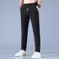 Pantalones De Negocios Casual Para Hombre 2024 Hechos De Seda De Hielo Espesidad Negra Gris Delgados Elásticos Transpirables Para Exterior Running - details 4
