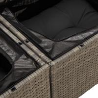 Sofá de jardín para 2 personas con almacenamiento y cojines de ratán gris - details 4