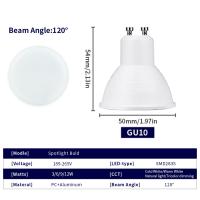 Lámpara LED GU10 6PCS AC220V 3W 6W 9W 12W En Blancos Frío Calido Natural Tricolor Para Hogar Material PC Certificación CE - details 1