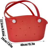 Lightweight Rubber Beach Bag, Small Tote Waterproof Travel Bag, EVA Fashion Travel Accessories, Washable Sandproof for Men, Women, Outdoor, Pool, Boat, 15.75x7.87x8.86 inches - details 2