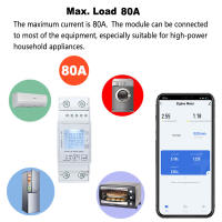 Medidor De Energía Inteligente Tuya ZigBee Fase Sola 80A En Rail Din Monitor De Potencia Voltaje Y Amperaje 110V 220V 50/60Hz Para Control Remoto Por App - details 4