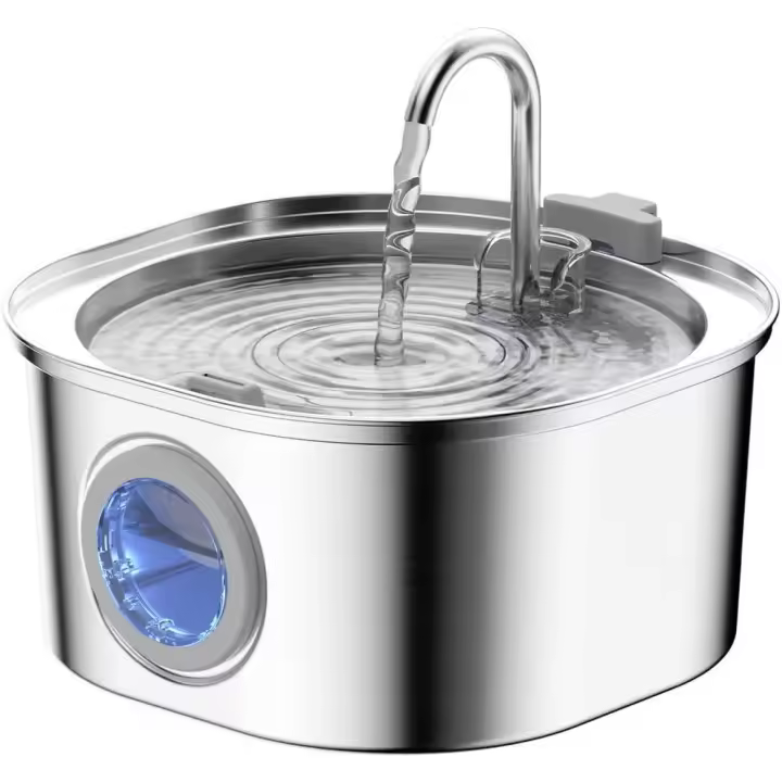 Fuente de Agua para Gatos, Fuente de Agua para Mascotas para Gatos/Perros en Interiores, Fuentes de Agua para Gatos de Acero Inoxidable with Ventana de Nivel de Agua (3,2 L/108 onzas) - 1