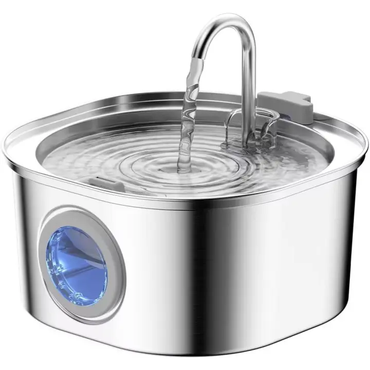 Fuente de Agua para Gatos, Fuente de Agua para Mascotas para Gatos/Perros en Interiores, Fuentes de Agua para Gatos de Acero Inoxidable with Ventana de Nivel de Agua (3,2 L/108 onzas) - 1