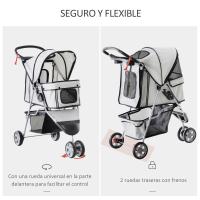 PawHut Cochecito Plegable para Mascotas Carrito para Perros y Gatos con Ruedas Giratorias Cesta y Posavasos 75x45x97cm - details 4