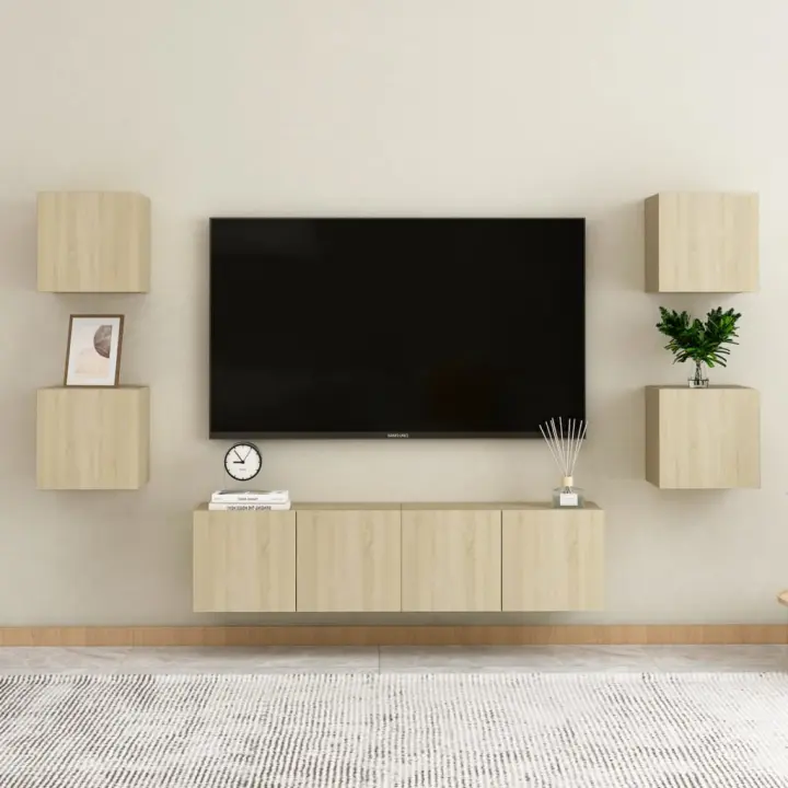vidaXL Juego de muebles de salón 6 piezas roble Sonoma - 1