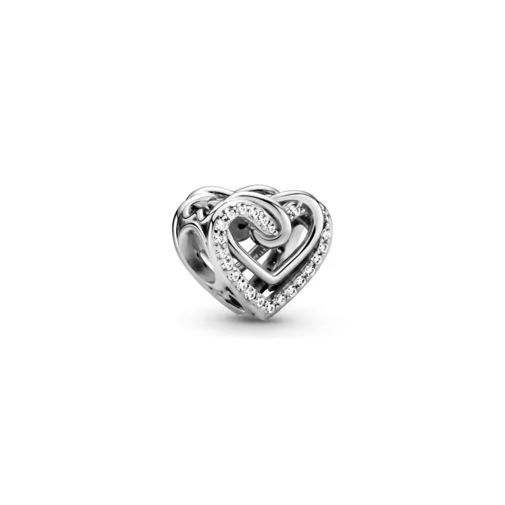 Charm de Plata PANDORA Corazones Brillantes Entrelazados 799270C01 - 1