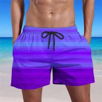 Pantalones cortos de Playa con degradado para hombre, de Verano Moda, 3D estampado en Rayas, tabla de Calle Harajuku, bañadores de secados rápido parocio Callejos short - details 1