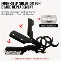 Cuchilla De Afeitar De Acero Inoxidable Para Cejas Herramienta De Limpieza Facial Sin Cuchillo Soporte Para Tijeras De Seguridad Para Hombres - details 4