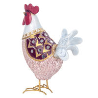 CAPRILO REGALOS & DECORACIÓN Figura Decorativa Rústica de Resina "Gallina Cenefas Rojas". Adornos y Esculturas. Animales. Regalos Originales. Decoración Hogar. 17 x 7 x 24 cm. - details 2