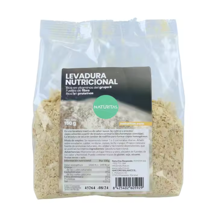 Levadura Nutricional Inactiva Sin Gluten 150 g bio NATURITAS  Superalimento  Rico en fibra - 1