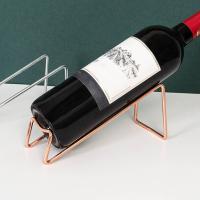 estantería de Vino botellero de Metal portabotellas de Vino Individual botellero Vino Wine Rack Whisky estantes de exhibición Soporte de Botella para exhibir Simple，Oro rosa - details 3