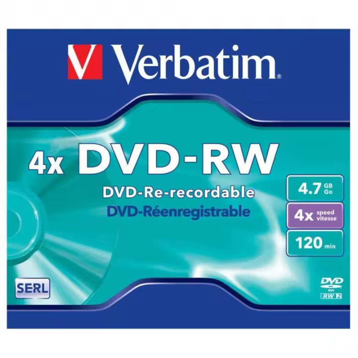Verbatim Dvd-rw 4x Caja Ancha Mod.43284 Regrabable ( Precio X Unidad ) - 1