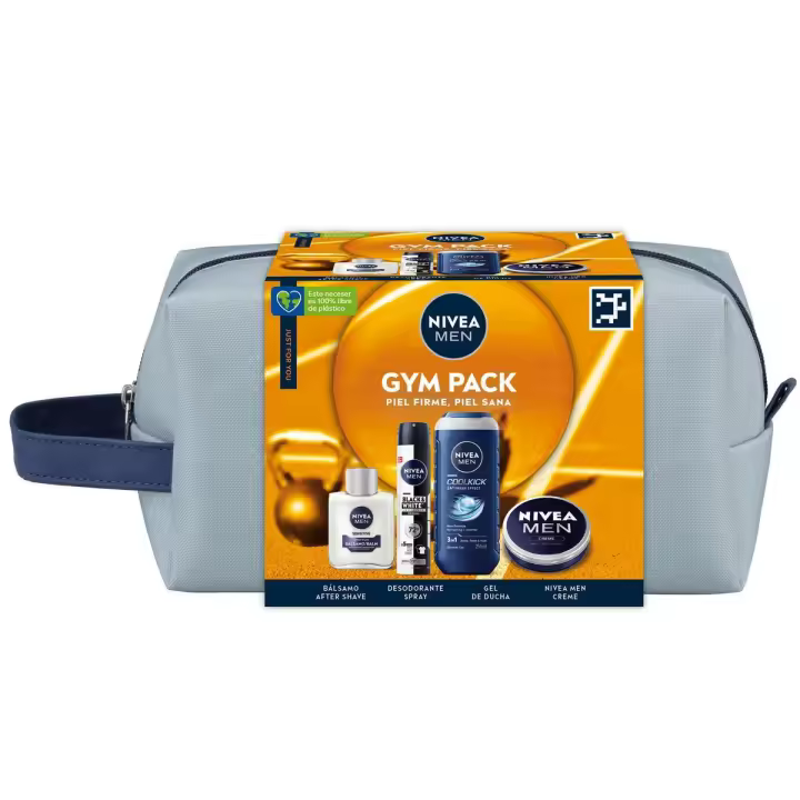 NIVEA MEN Neceser Gimnasio Gympack - Contiene After Shave, desodorante, gel de ducha y crema - Set de regalo hombre - 1