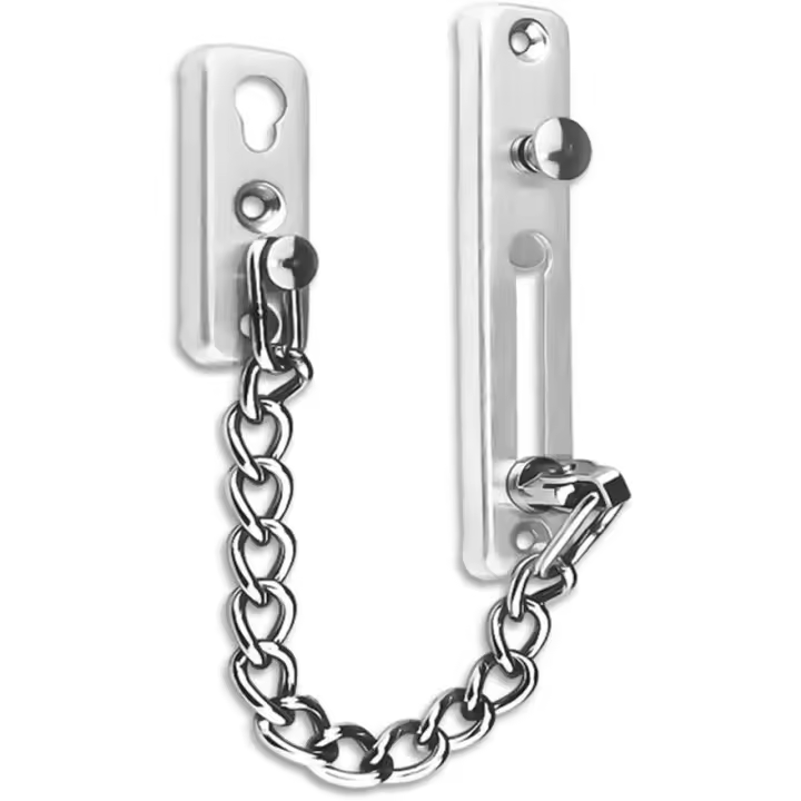 Cadena de seguridad para puertas, cerradura de cadena, cadena de puerta de acero inoxidable, cerradura de puerta delantera de fundición, cadena antiarañazos con tornillos, herrajes, - 1