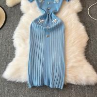 Vestido Largo Elegante Tejido Para Mujer Verano V Cuello Suelto Botones Bodycon Midi Fiestas Oficina Vestidos De Mujer - details 5