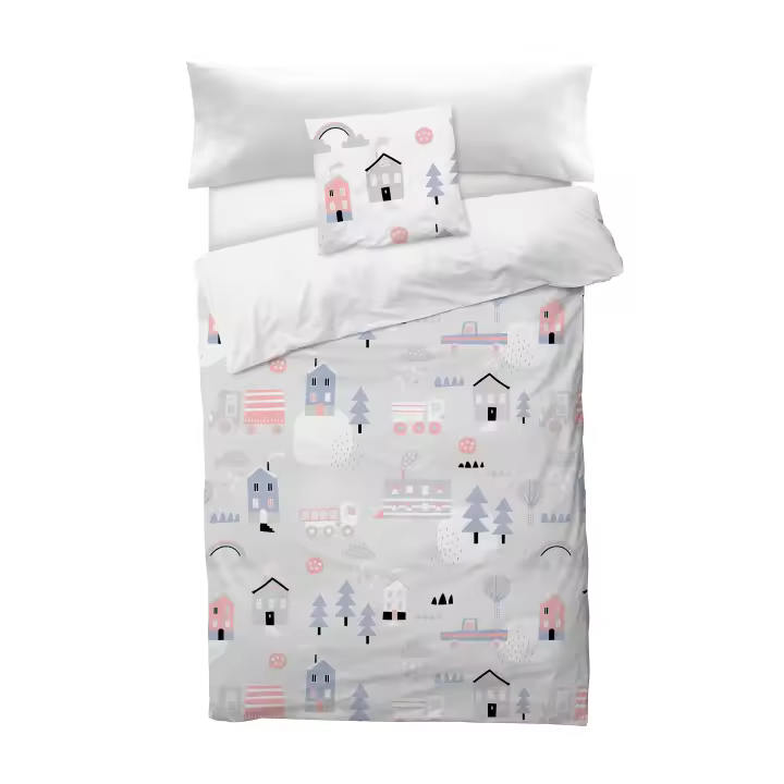 BOHEME - Funda Nórdica Infantil 100% Algodón Country Grey 155X220 - Suavidad y Estilo - 1