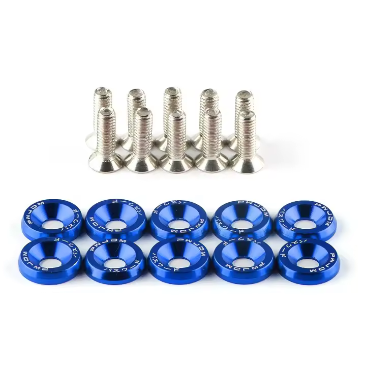 Kit De 10 Piezas De Tornillos Y Tornillos De Aluminio Concavo Hexagonal M6 * 20mm Para Bayas De Motor Y Parachoques JDM - 1