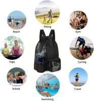 Mochilas Cuerdas Mujer Hombre: Bolsa Cordón Gimnasio Impermeable de Nylon with Cremallera Exterior, Mochila Gym Salida para Deportes Vacaciones Viaje Playa - details 4