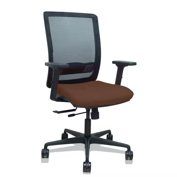 Silla Haches traslack malla negra asiento bali marrón oscuro brazos 2D ruedas 65mm - 1
