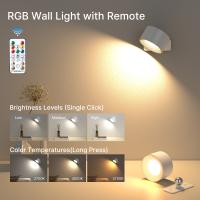 Lámpara De Pared LED Moderna RGB Con Batería USB 2000mA Control Táctil 3 Modos De Brillo Y Rotación Libre De 360 Grados Para Cocina Dormitorio Foyer Estudio Baño - details 1