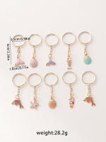 Llavero De Animal Marítimo Para Navidad 10 Piezas Con Colgante De Cuerpo De Pez Delfín Caballito De Mar Y Concha Accesorios De Moda Unisex - details 4