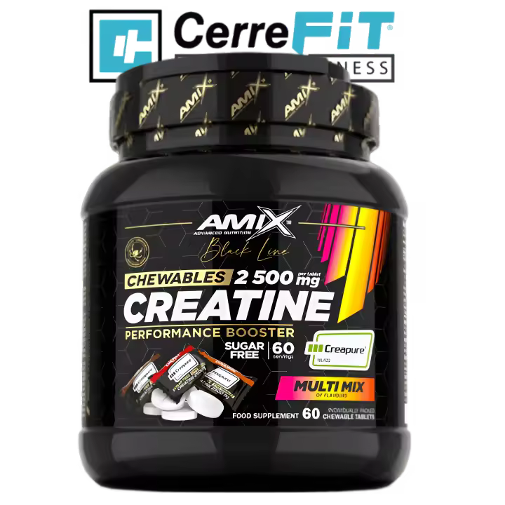 BLACK LINE CREATINA CREAPURE MASTICABLE (60TABS) MULTI MIX - Amix  Aumenta la recuperación  Más fuerza  Más energía - 1