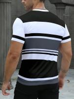 Camiseta De Hombre Con Diseño Rayado Corta Transpirable Secado Rápido Cómoda Casual Para Calle Verano Talla Única Color Único - details 7