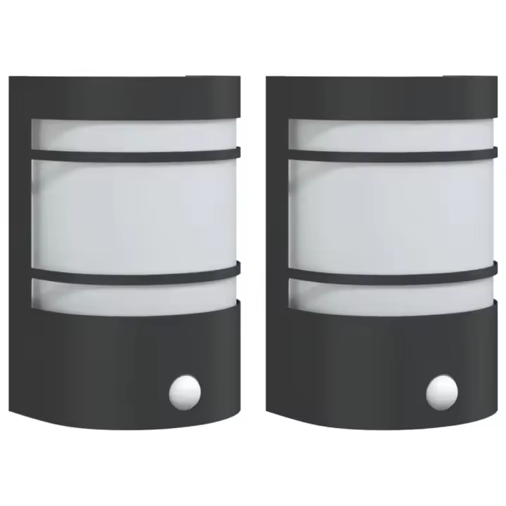 vidaXL Apliques de exterior con sensor 2 uds acero inoxidable Color Negro,  Plateado, y mas - 1